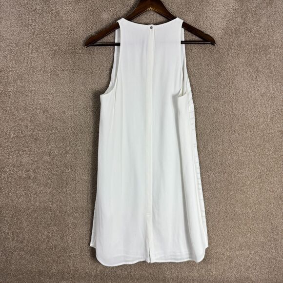 A.L.C. Gigi Shift Dress Womens 8 White Tonal Beaded Sleeveless V Neck Crepe Mini - Picture 9 of 11